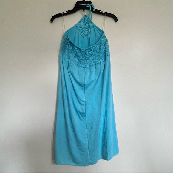 Hula Moon By Jams World Teal Summer Halter Dress Crochet Top Juniors Size Large - Picture 6 of 8